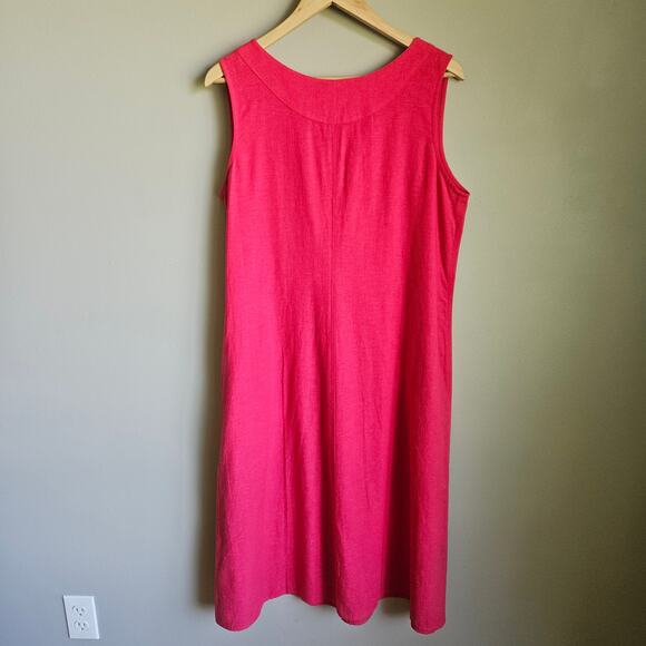 Coldwater Creek Midi Dress Size L Petite Pink Sleeveless Linen Cotton Blend - Picture 5 of 7